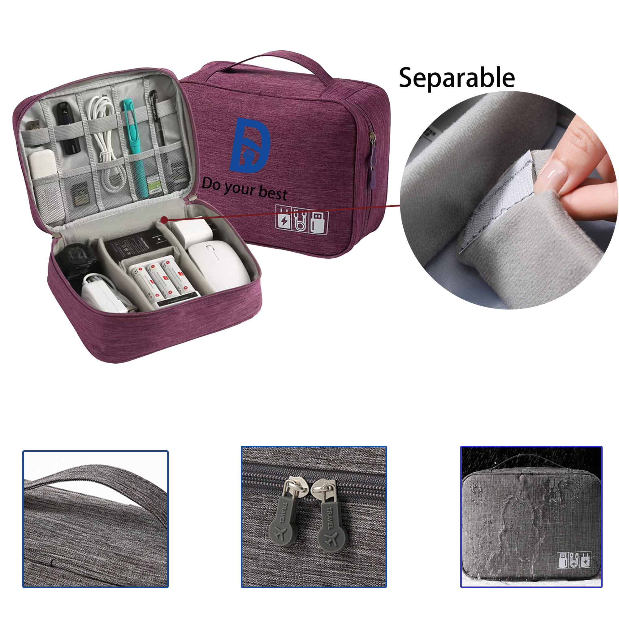 MOQ 30 Adjustable Data Cable Storage Bag 3