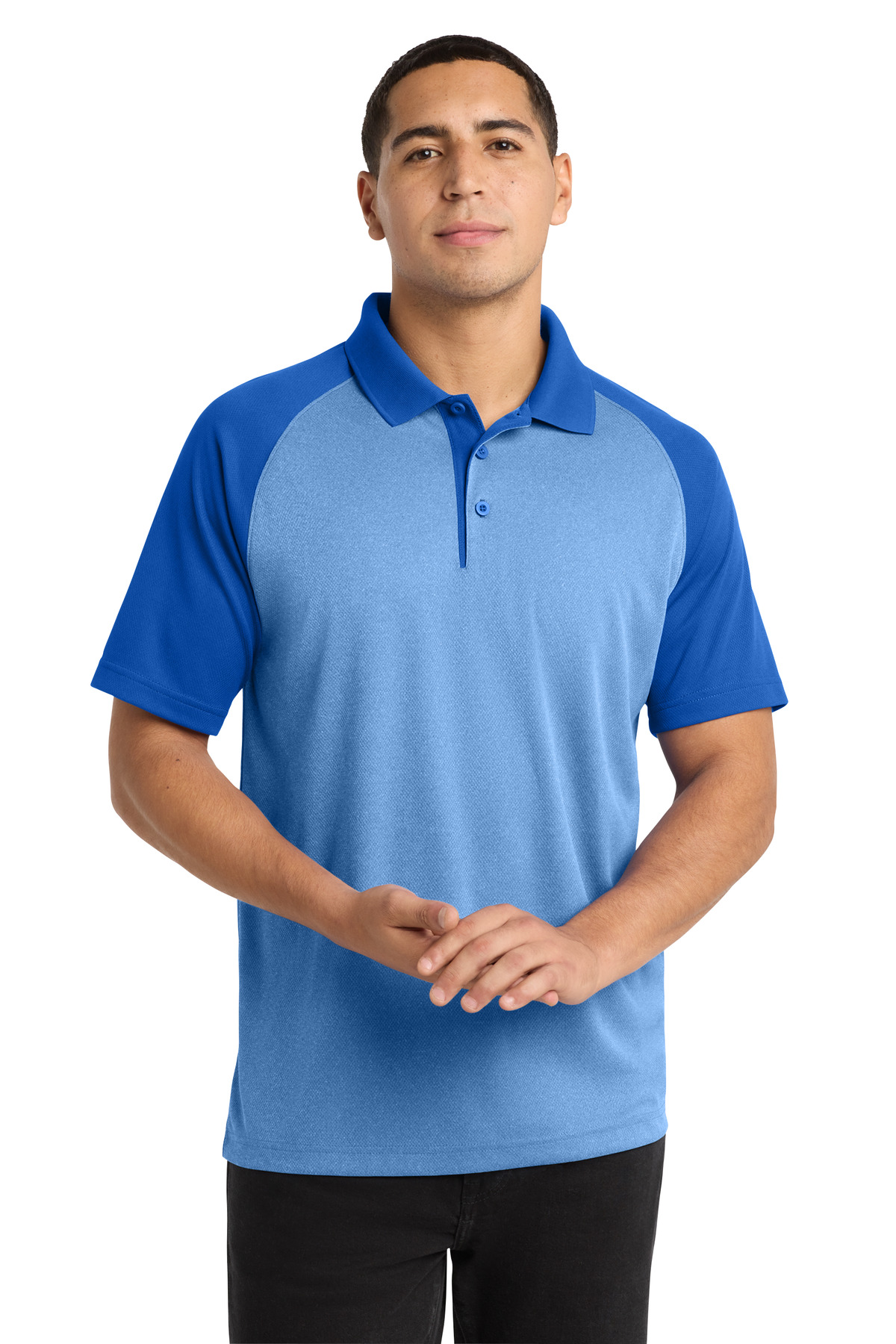 Sport-Tek PosiCharge RacerMesh Raglan Heather Block Polo. ST641 7