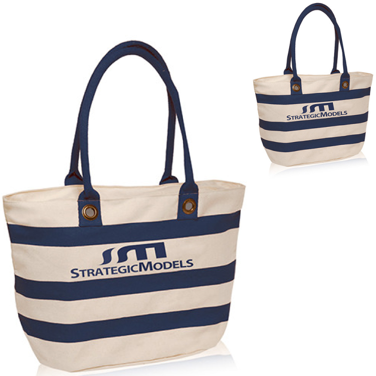 Striped Sailor 10 oz. Canvas Tote Bag, custom tote bag with logo imprint 2