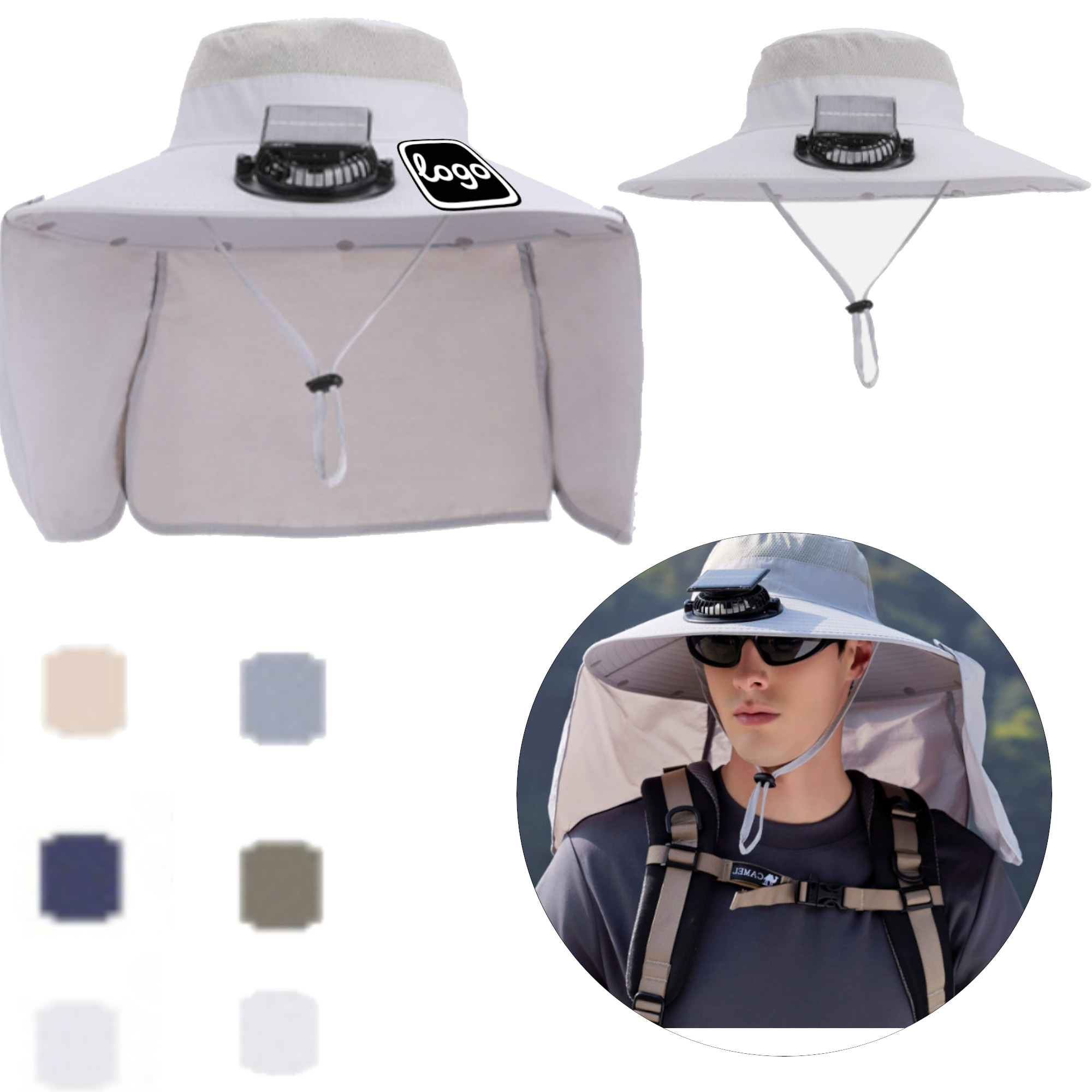 Solar Fan Hat With Neck Cover 13