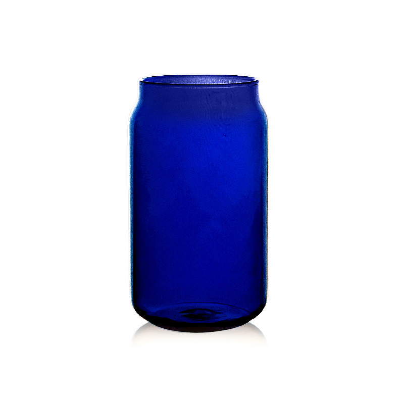 Colored Glass Can with Glass Straw 2