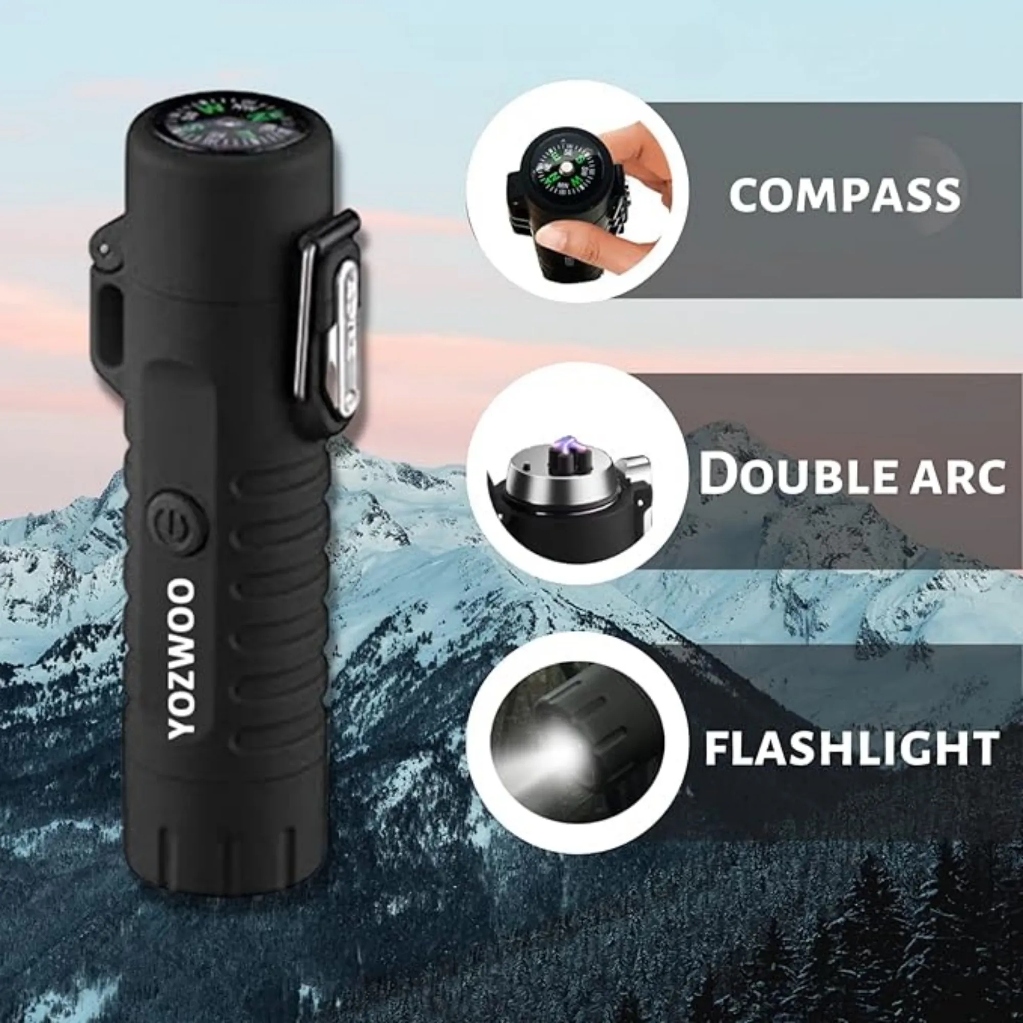 Rechargeable Arc Lighter with Flashlight & Compass 5