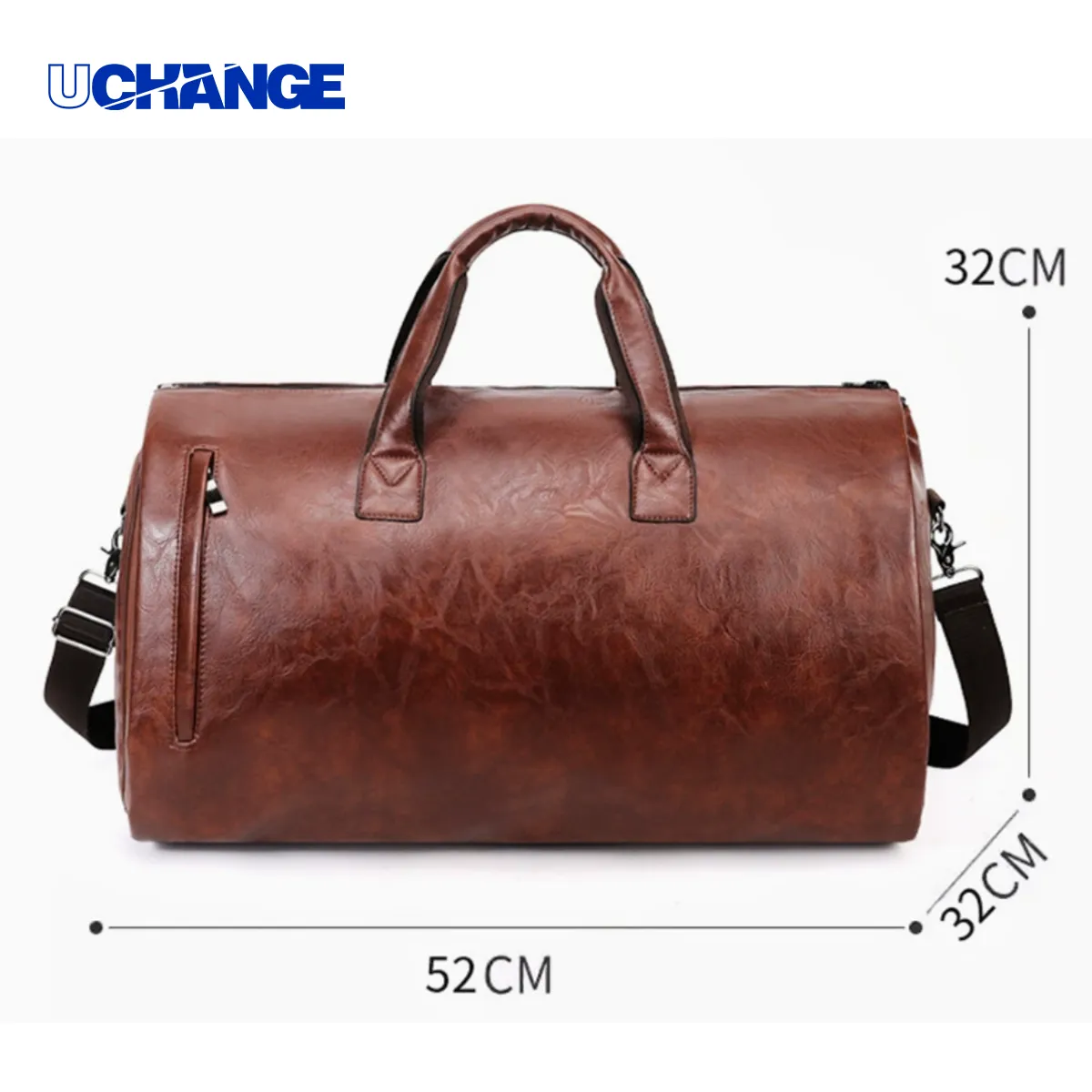 Faux Leather Weekender Duffel With Shoe Compartment 4
