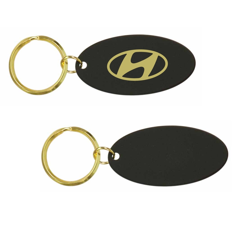 Gold Plated/Black Brass Oval Keyring (1.25" x 2.25") 1