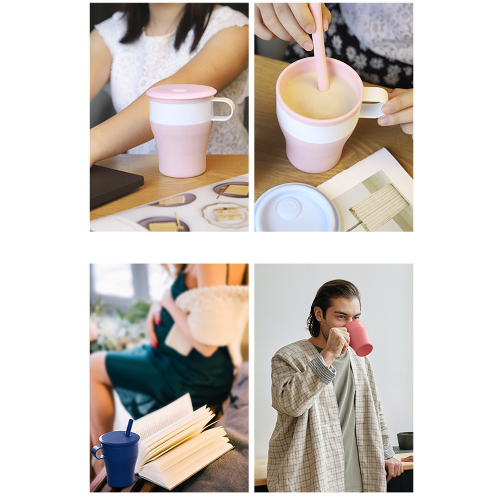 Silicone cup family size mug set with lid 2