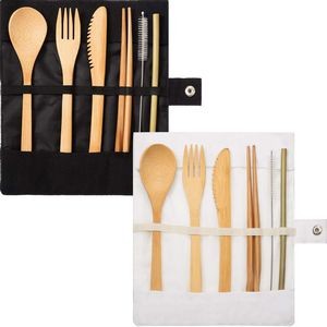 Bamboo Cutlery Set With Cloth Bag 3