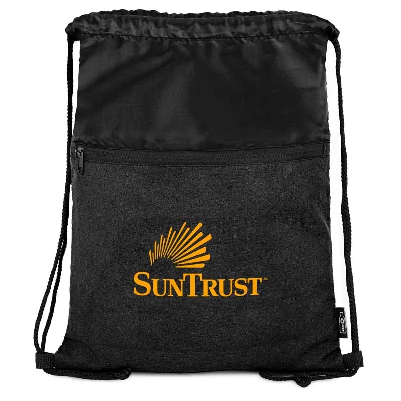 rPET Heather Draw String Bag with Front Zipper Pocket 4
