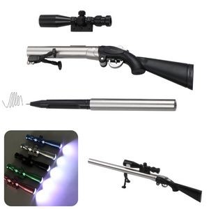 Compact Gun Shaped Writing Pen With Built In LED Flashlight 6