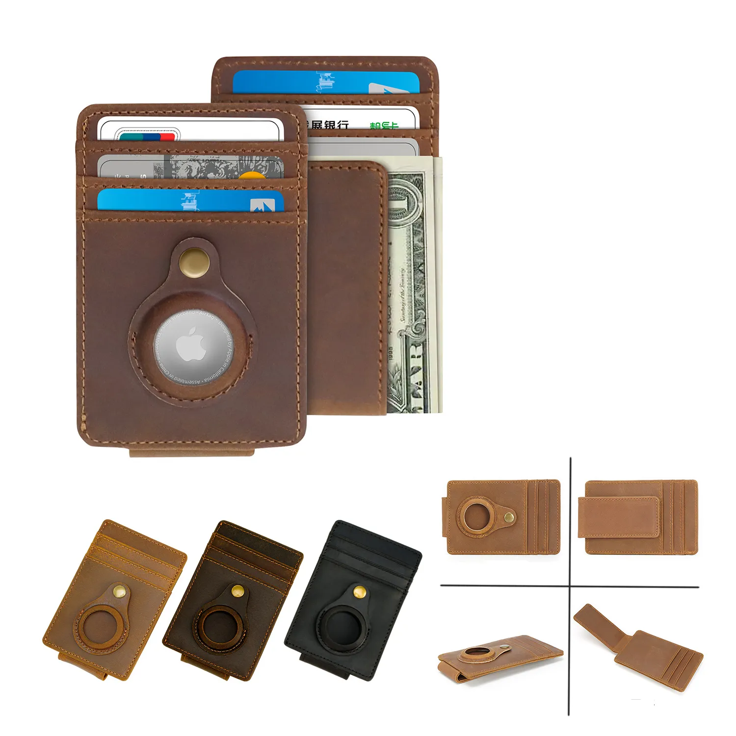 Genuine Leather Wallet With Airtag Holder 2