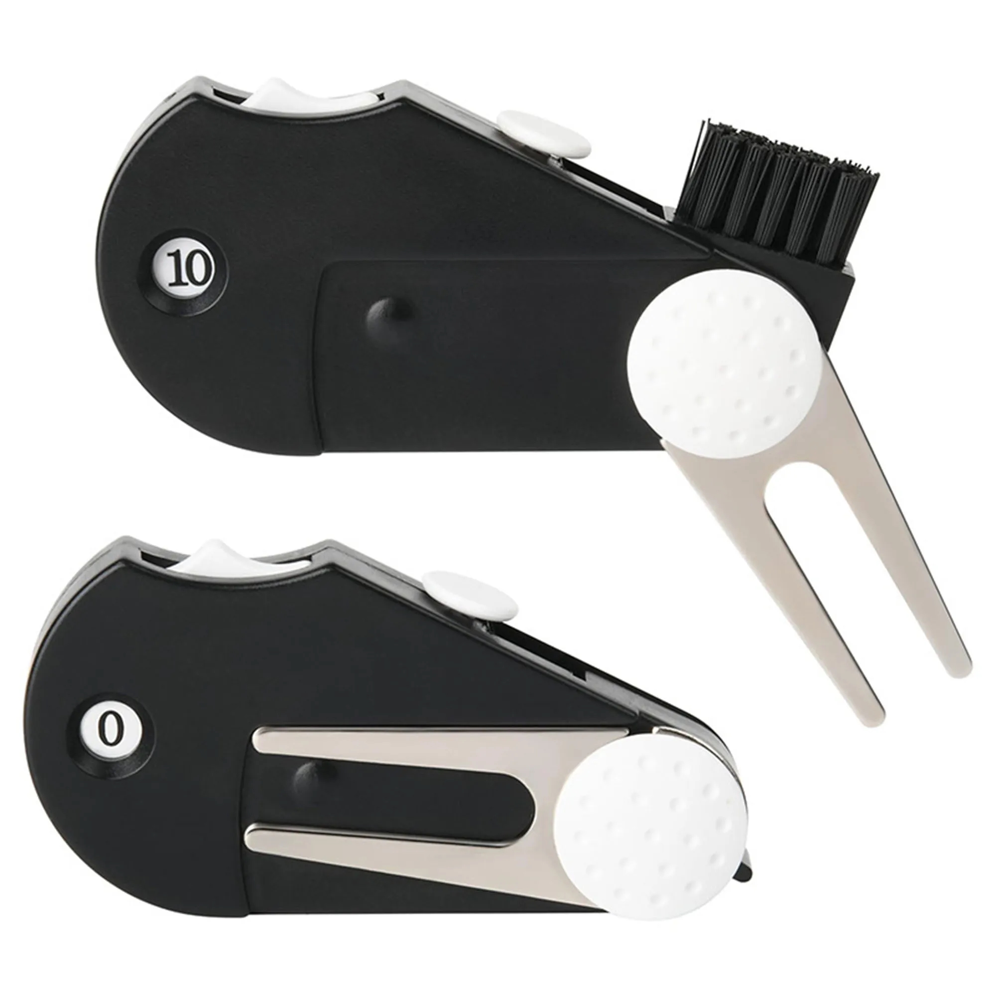 Golf Tool Fork With Ball Marker Cleaning Brush 3