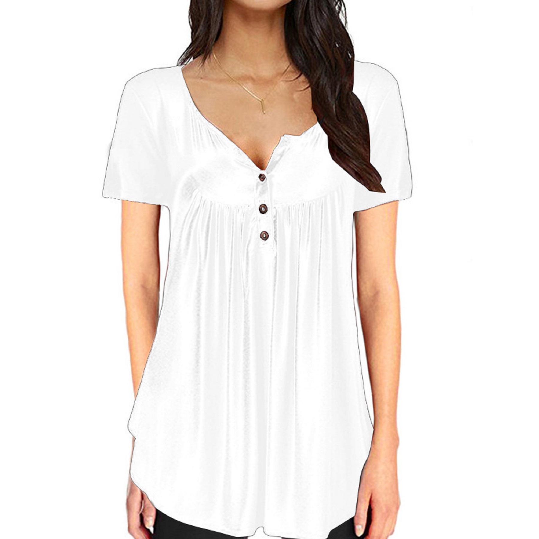 Women's Long Sleeve Henley Shirt Casual Button Up Tunic Tops 9