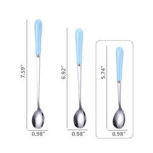 5.74 Inch Ceramic Handle Steel Spoon 19