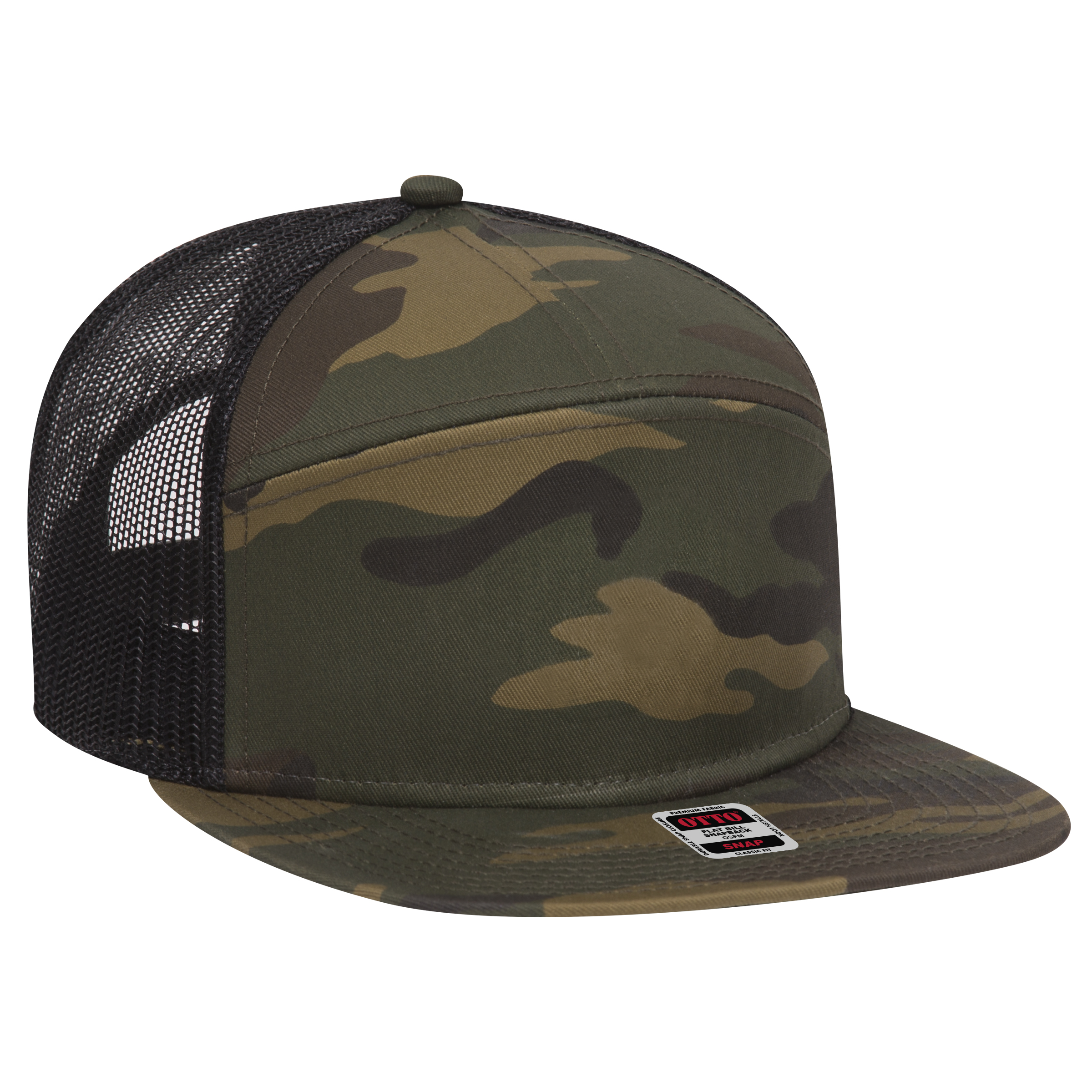 OTTO CAP® OTTO SNAP 7 Panel Pro Style Mesh Back Trucker Snapback Hat 1