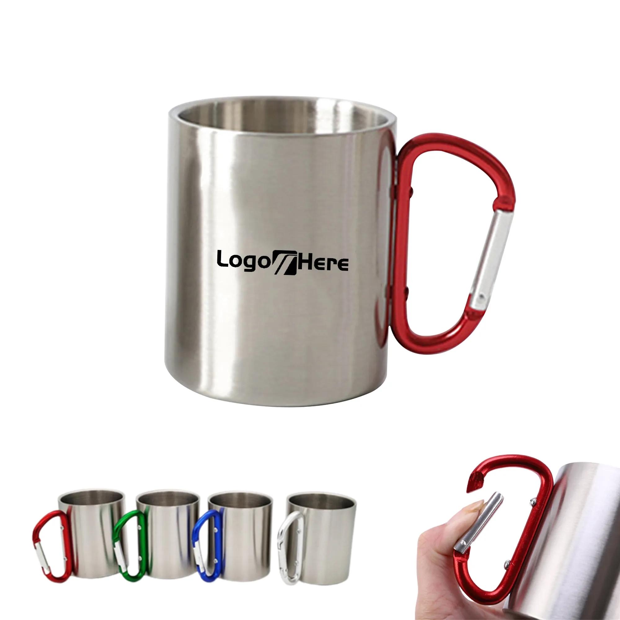 10 oz Carabiner Camping Stainless Steel Mug