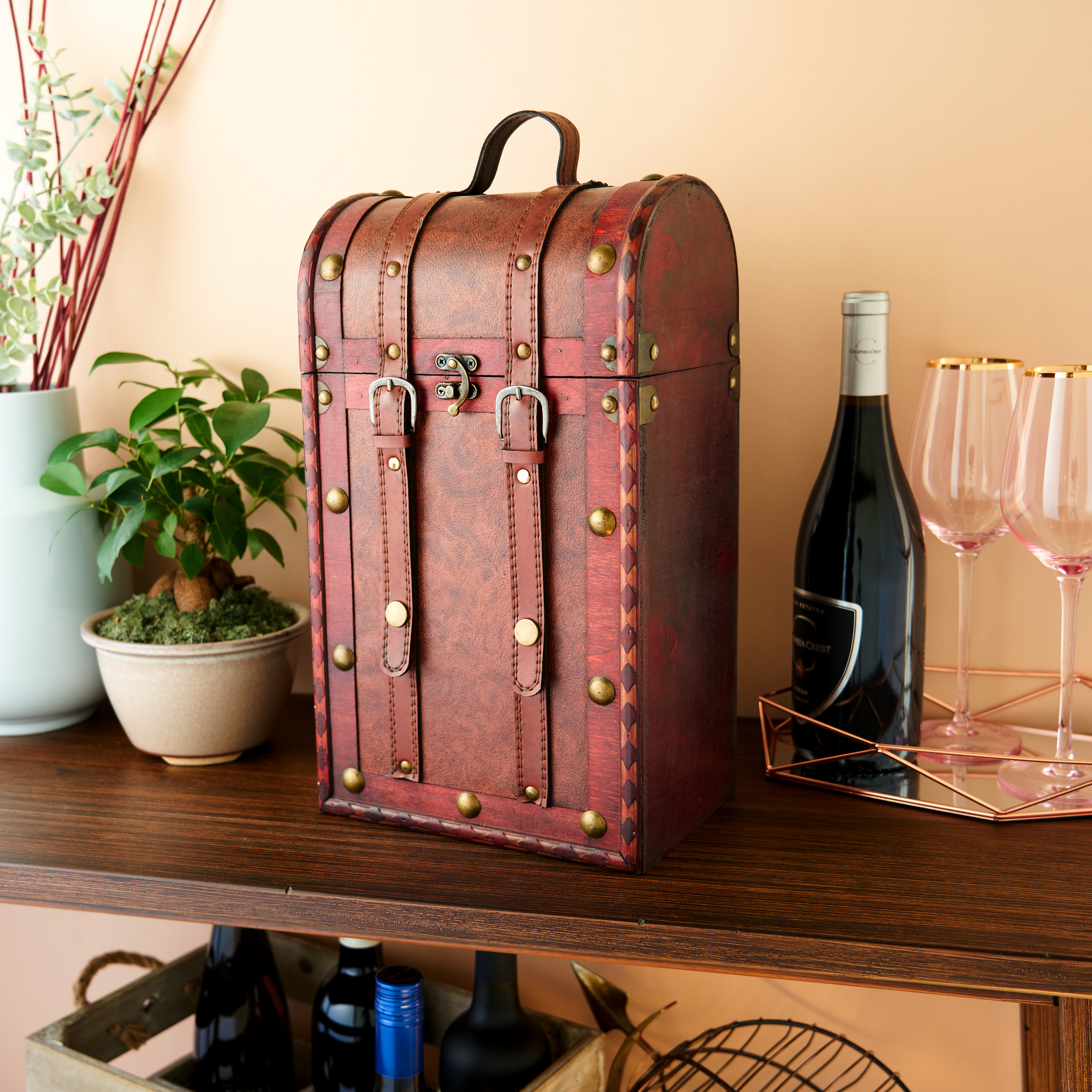 Twine Living® 2 Bottle Antique Wine Box 3