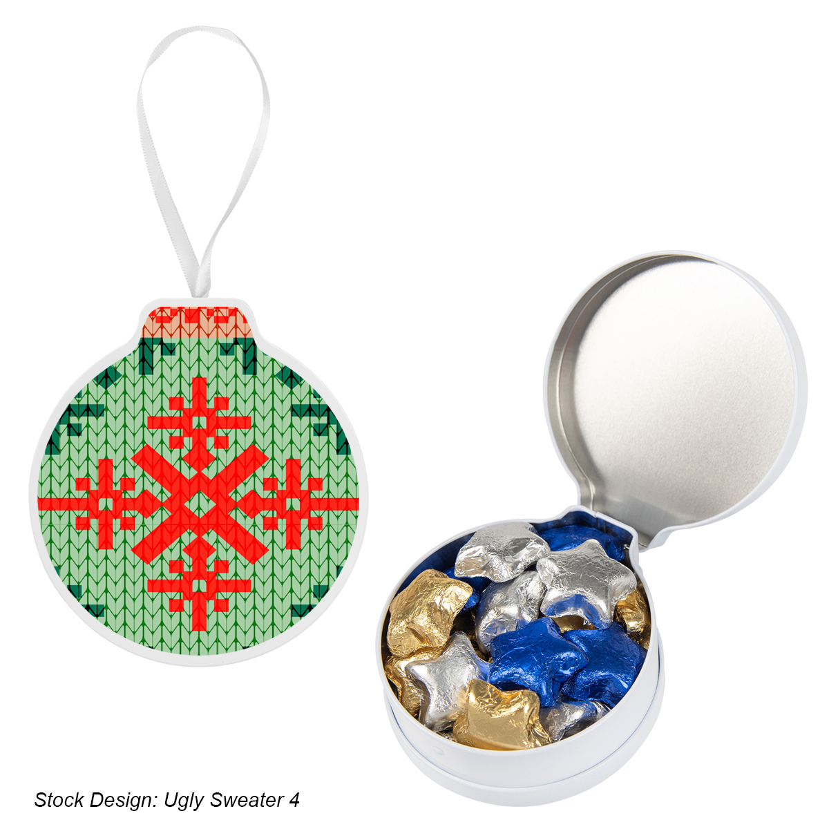 FULL COLOR ORNAMENT TIN WITH CANDY 11