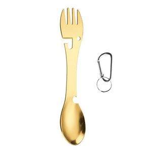 Versatile 2 In 1 Dual Head Stainless Steel Fork Spoon With Carabiner 22