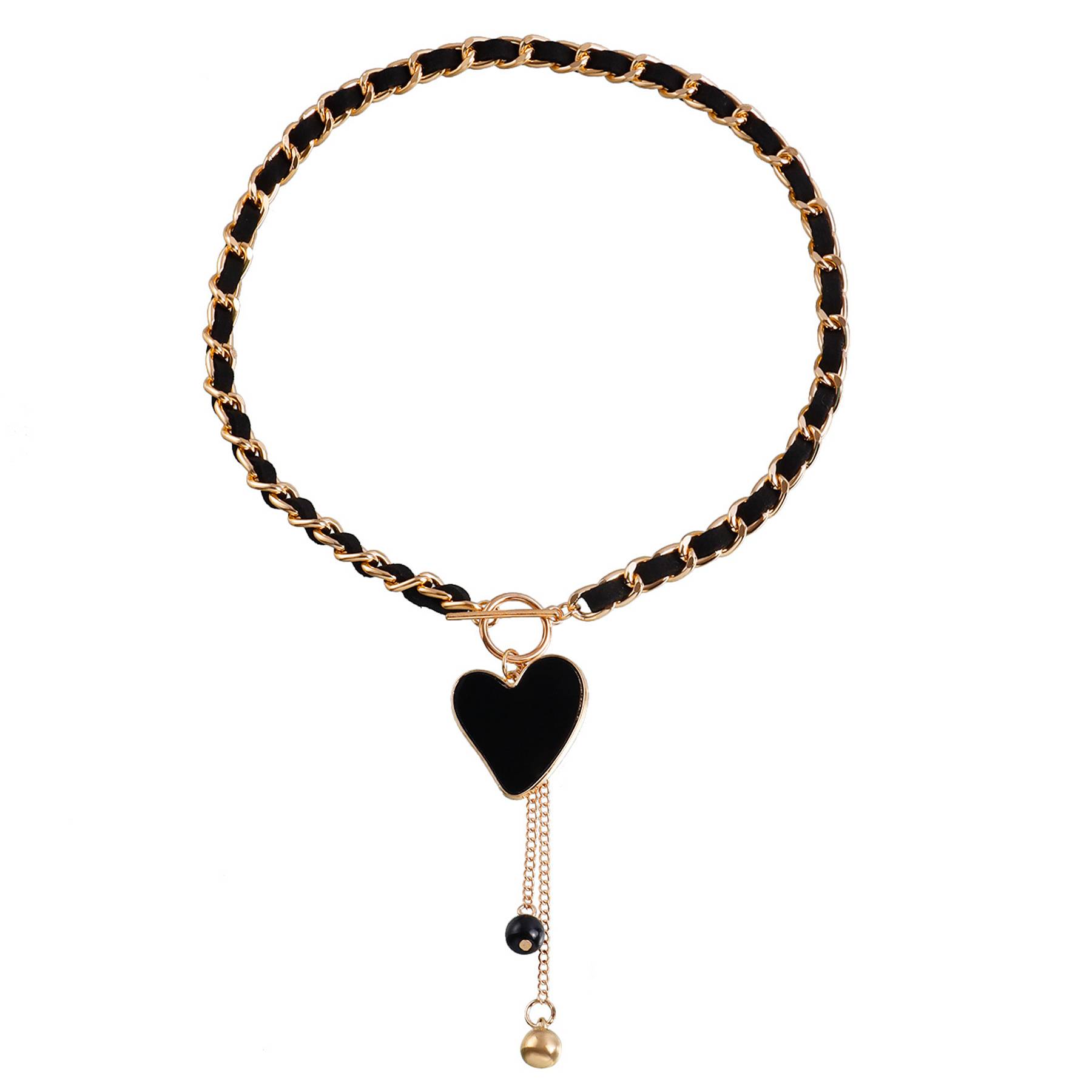 Fleece Black love tassel necklace 2