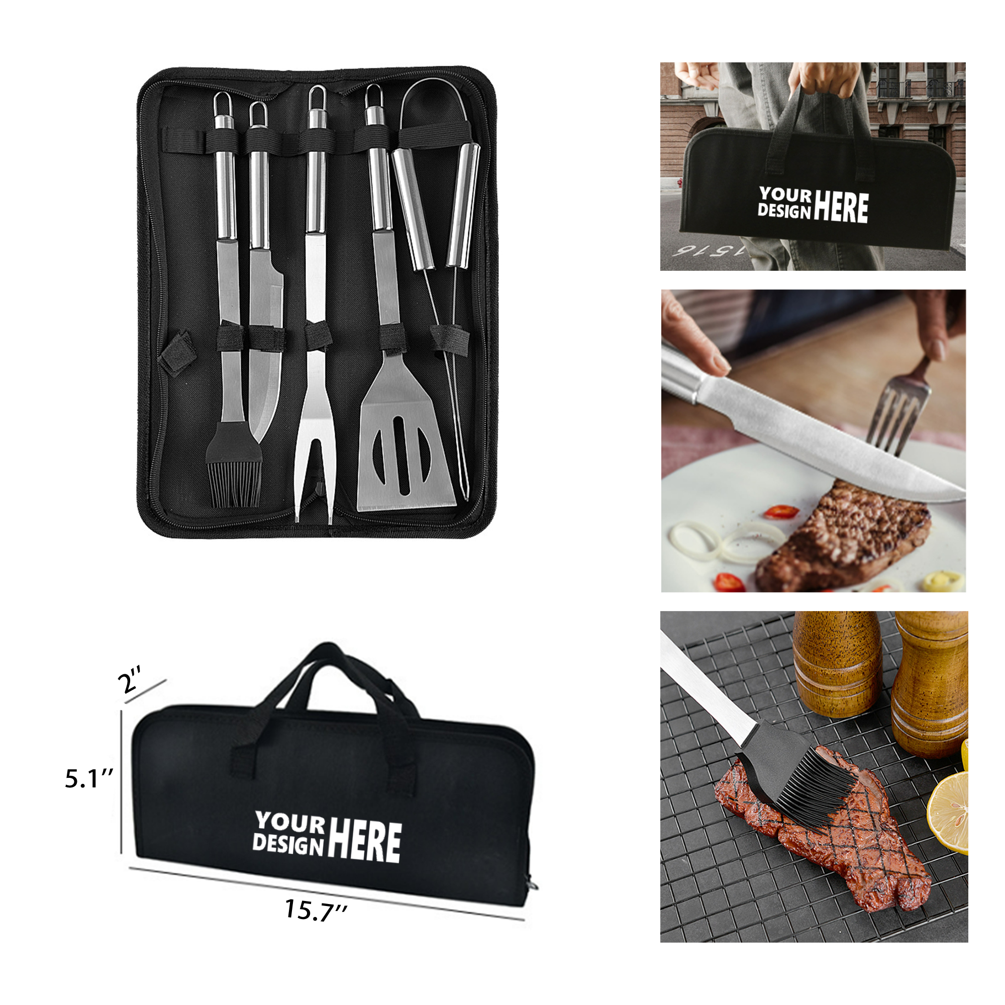 5 Piece Stainless Steel BBQ Tool Set 2