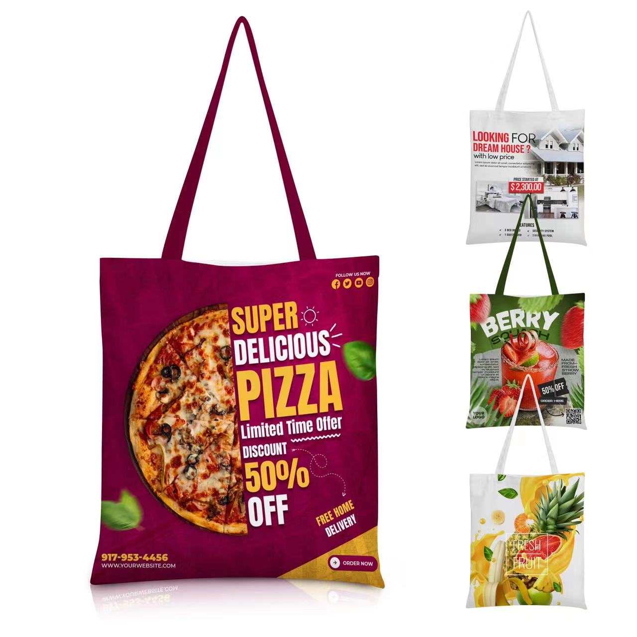 8Oz Sublimated Poly Canvas Tote Bag 3