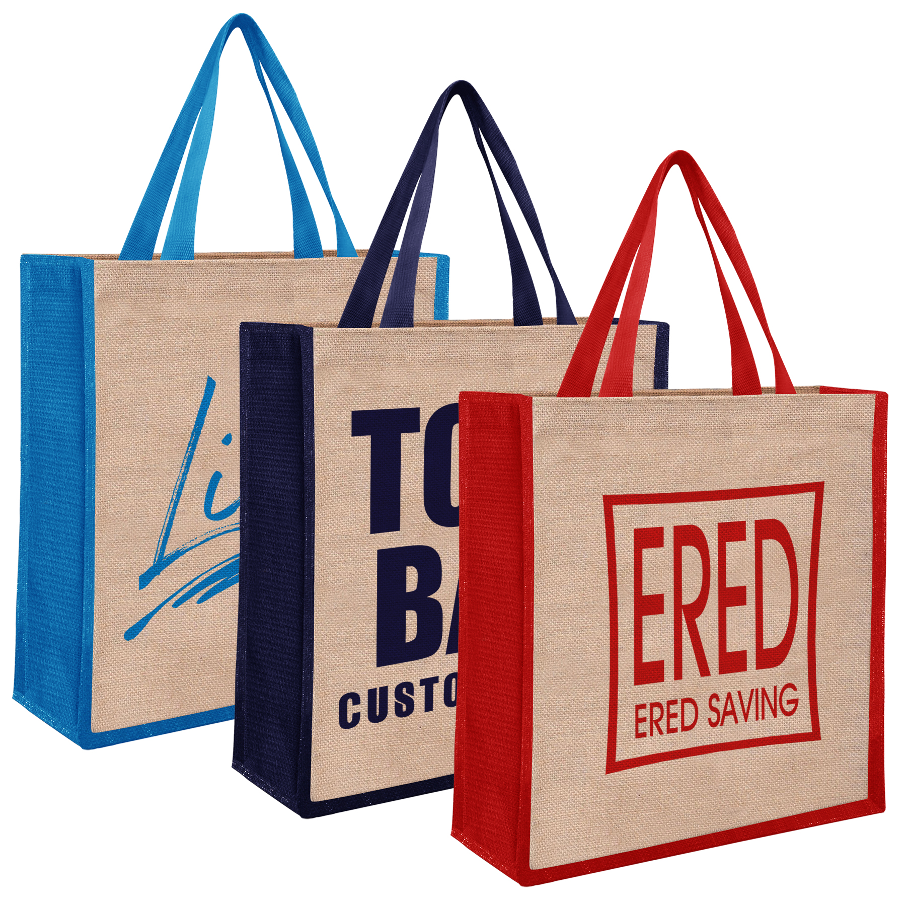 Two Tone JuteTote Bag, custom tote bag with logo imprint 2
