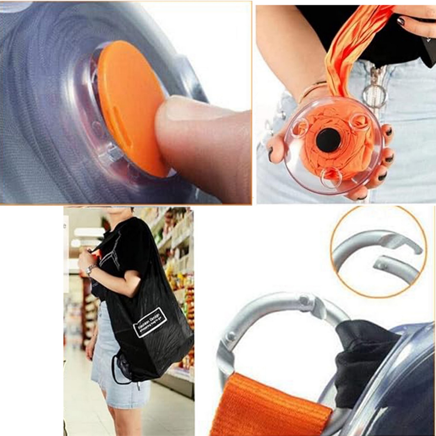 Foldable Portable Supermarket Shopping Bag, custom tote bag with logo imprint 4