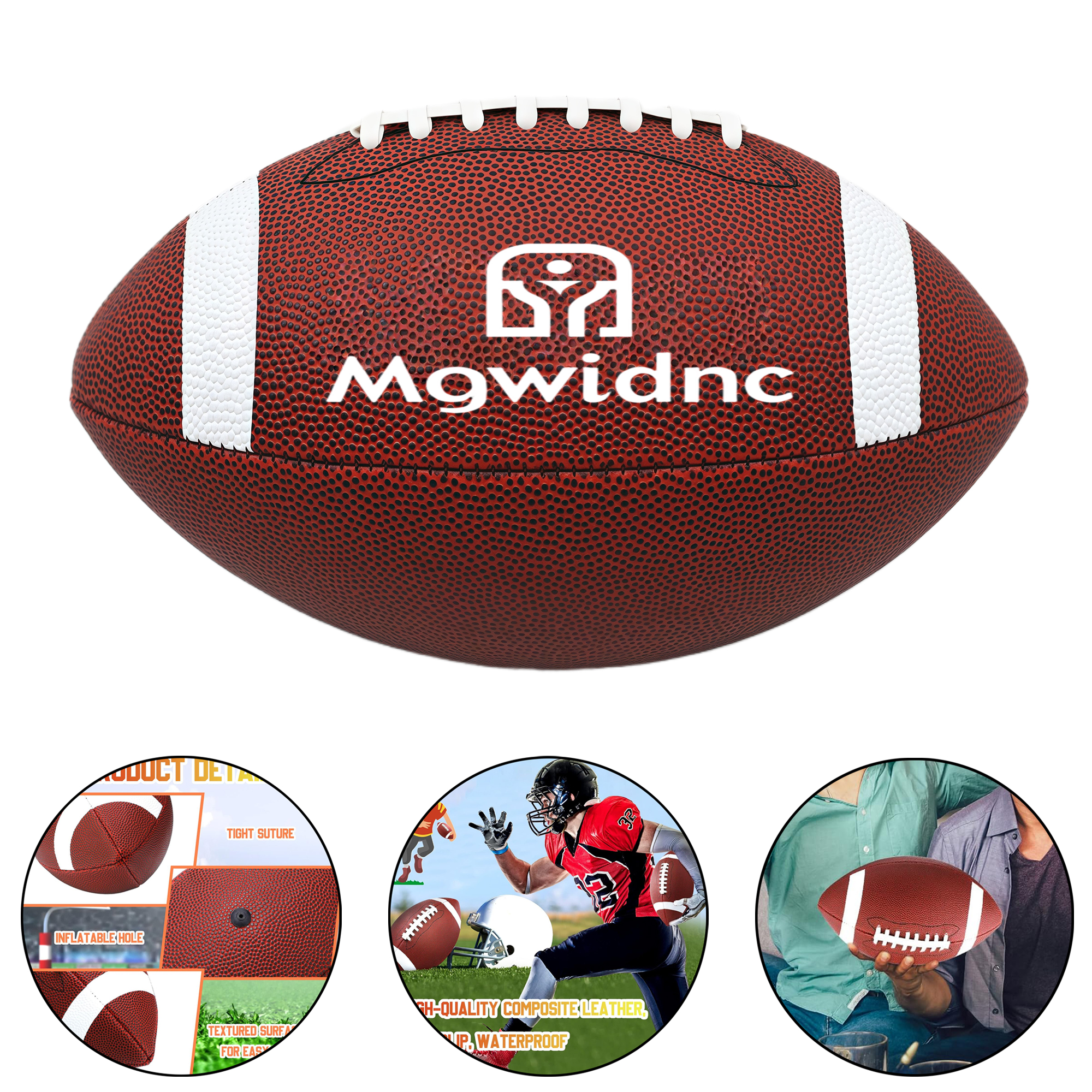 No.9 American Football Machine Stitched PU Synthetic Leather Training Game Ball for Adults