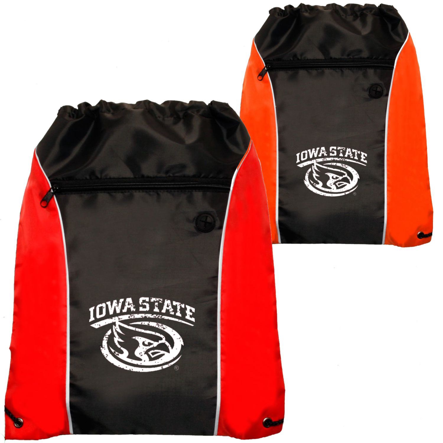 Two Tone Front Pocket w/ Earphone Outlet Drawstring Backpacks 3