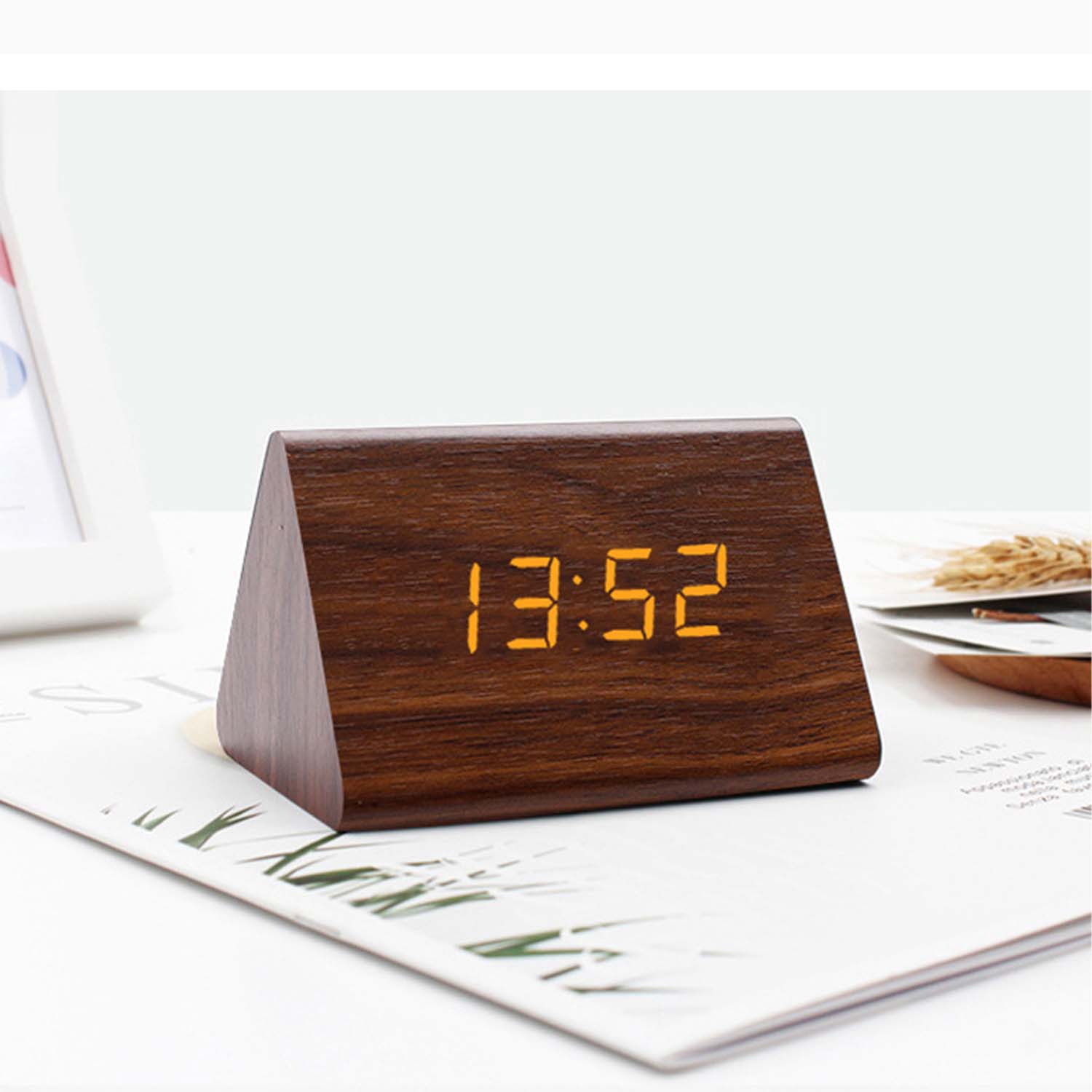 PVC Wood Grain Digital Alarm Clock 7