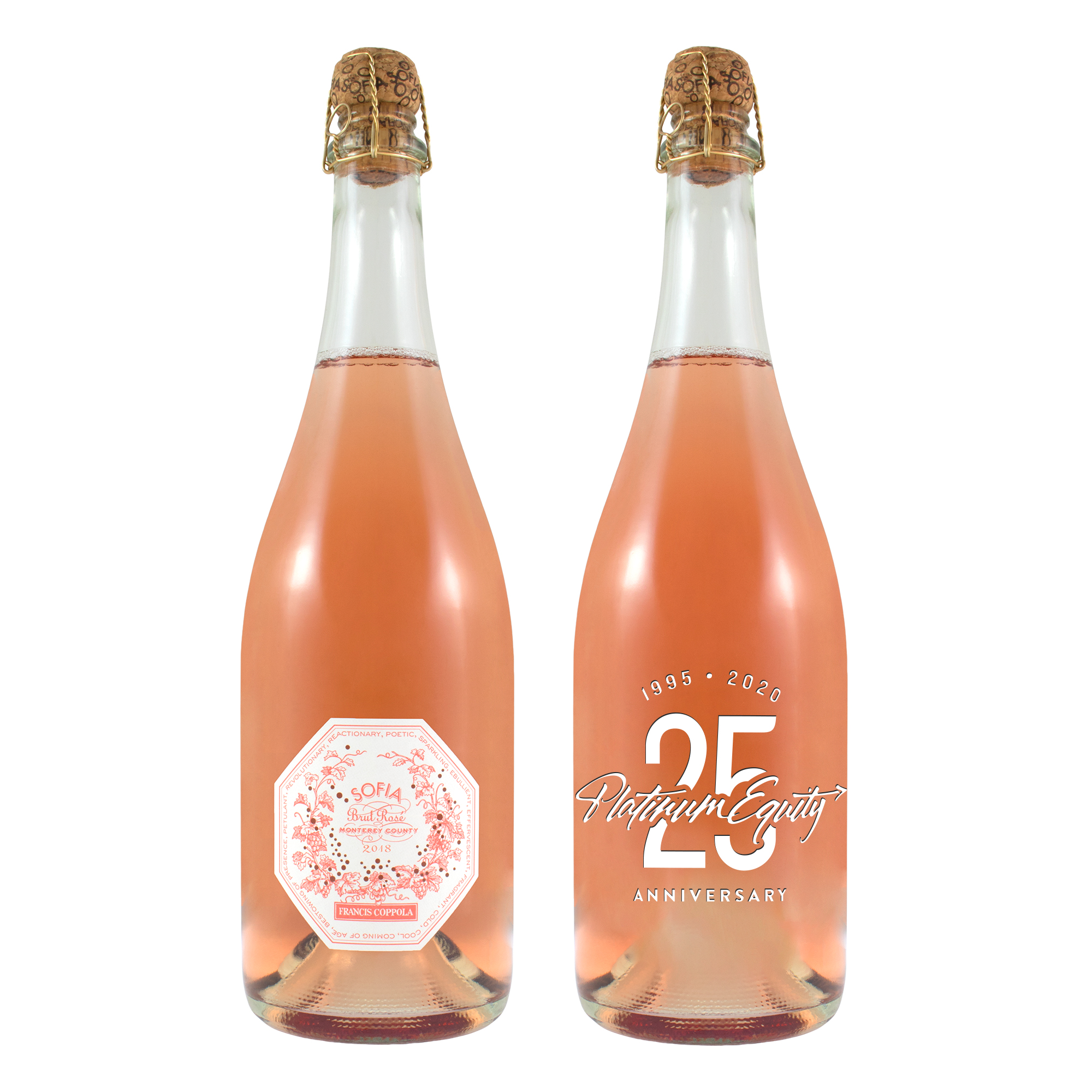 Etched Sparkling Coppola Sofia Rosé Wine Bottle 1