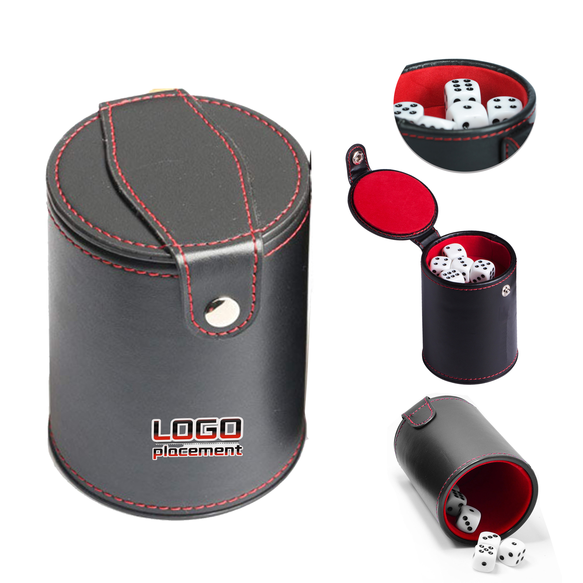 Leatharette Dice CupSatsinchudes 5 Dice that are sioredin the botlom of the cup 3