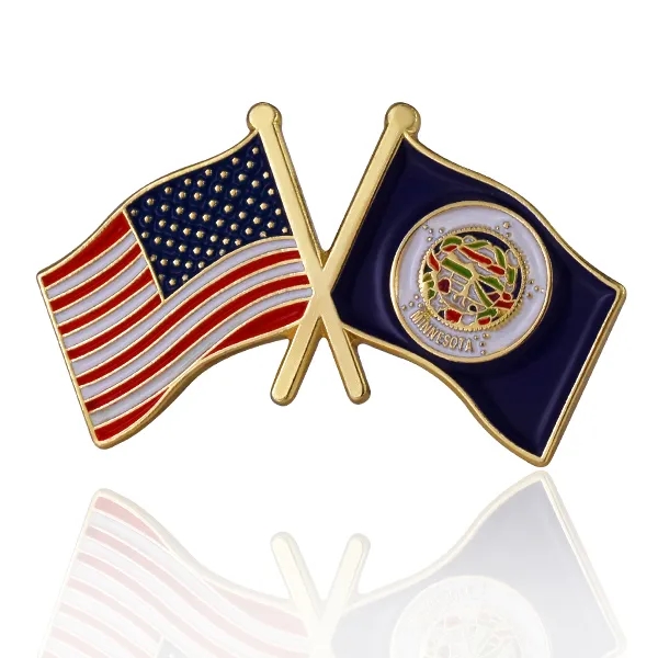 Stock Crossed Flag Pin (USA & USA) 39