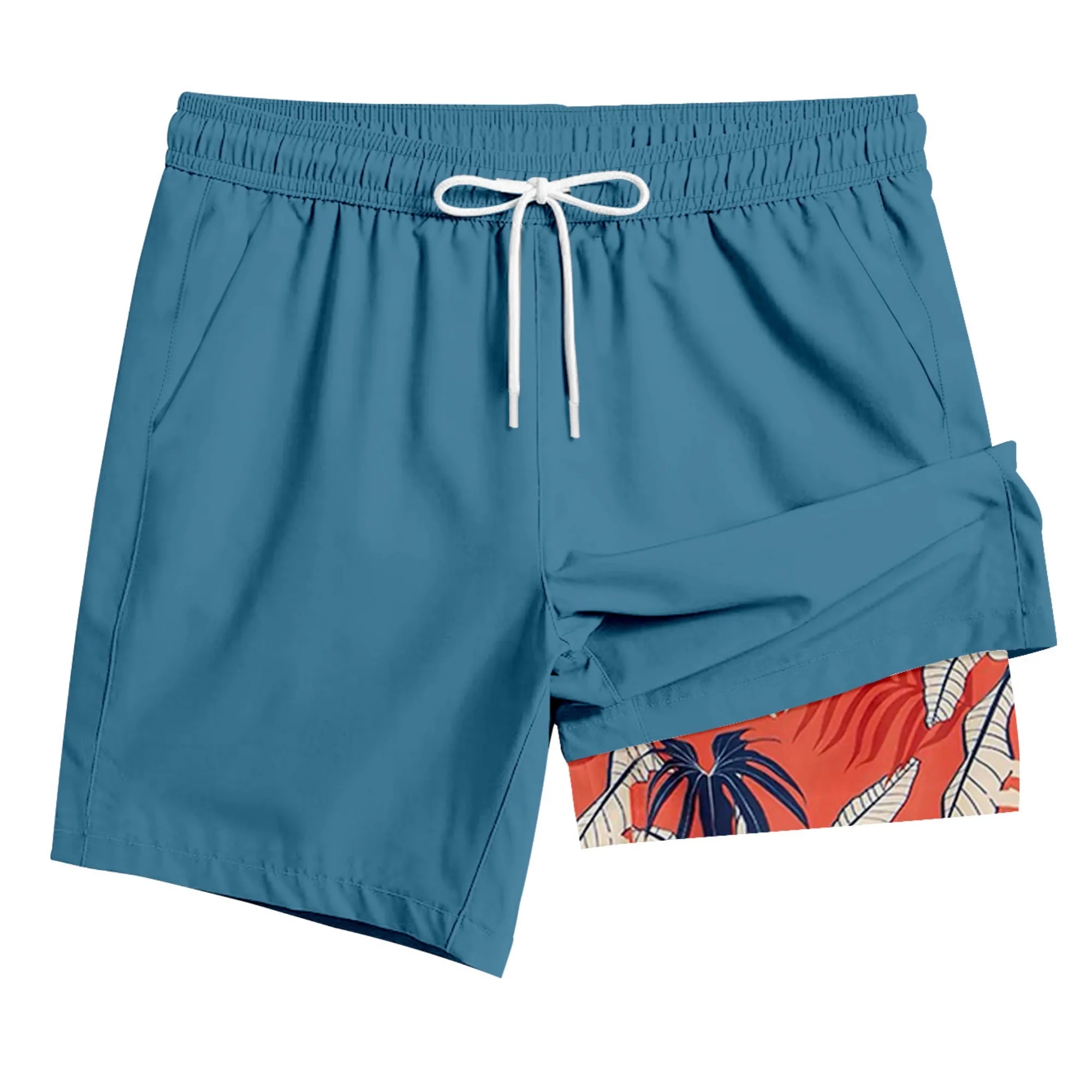 2-In-1 Tropical Print Beach Shorts 4