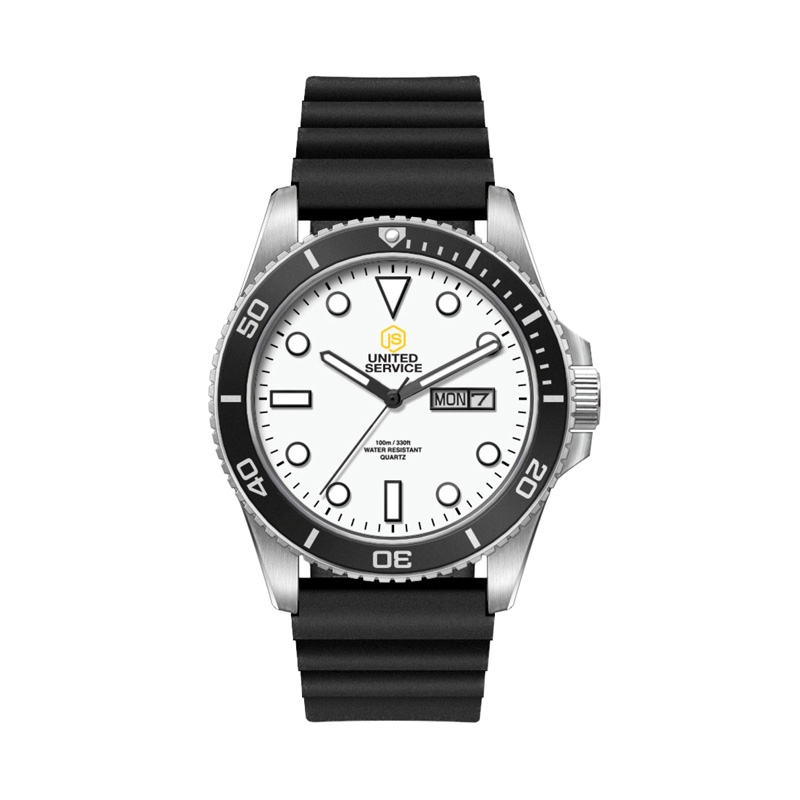 42.5MM, SS, SILVER CASE, BK BEZEL,  3-HAND MVT, DAY-DTE