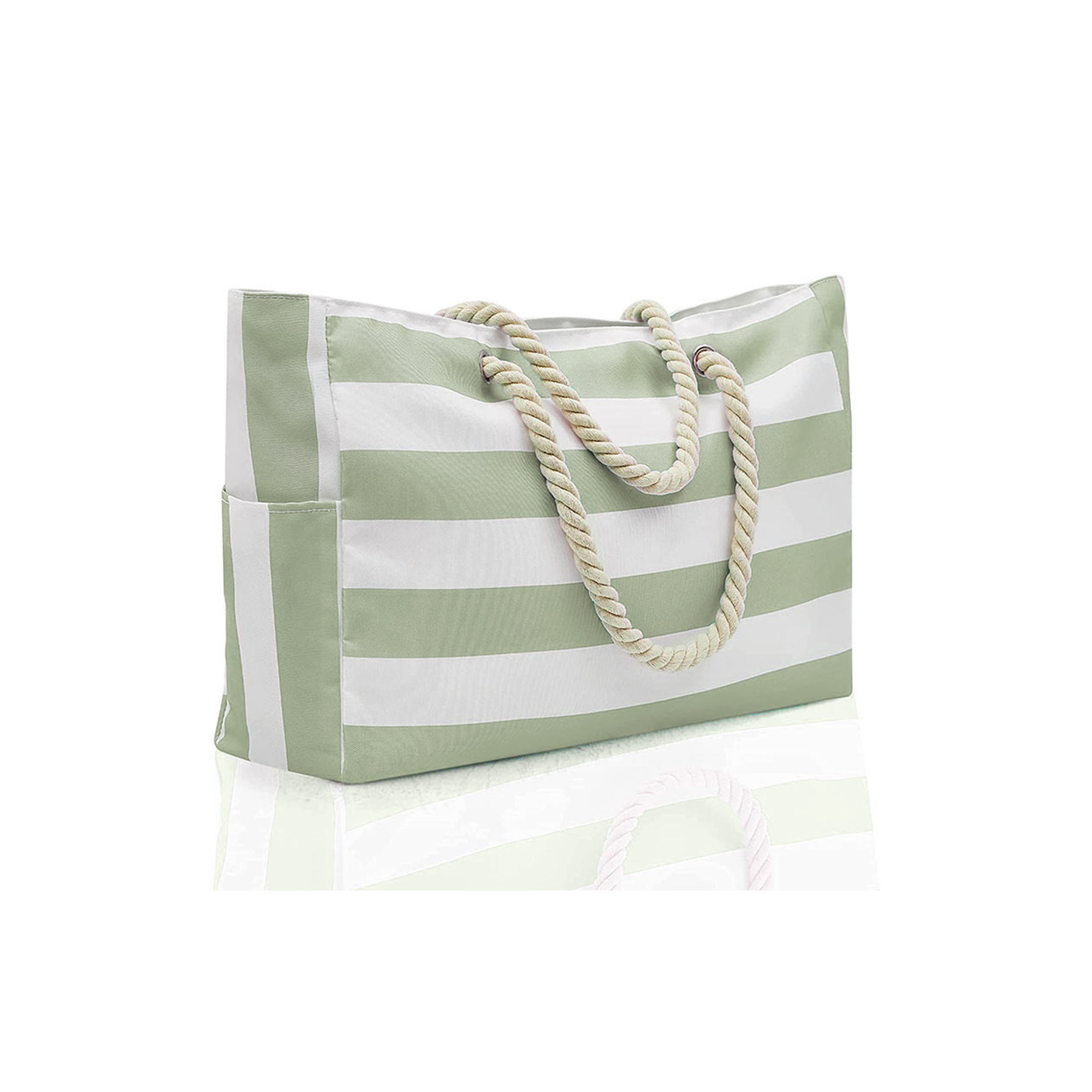Striped Canvas Waterproof Rope Handle Travel Tote 6