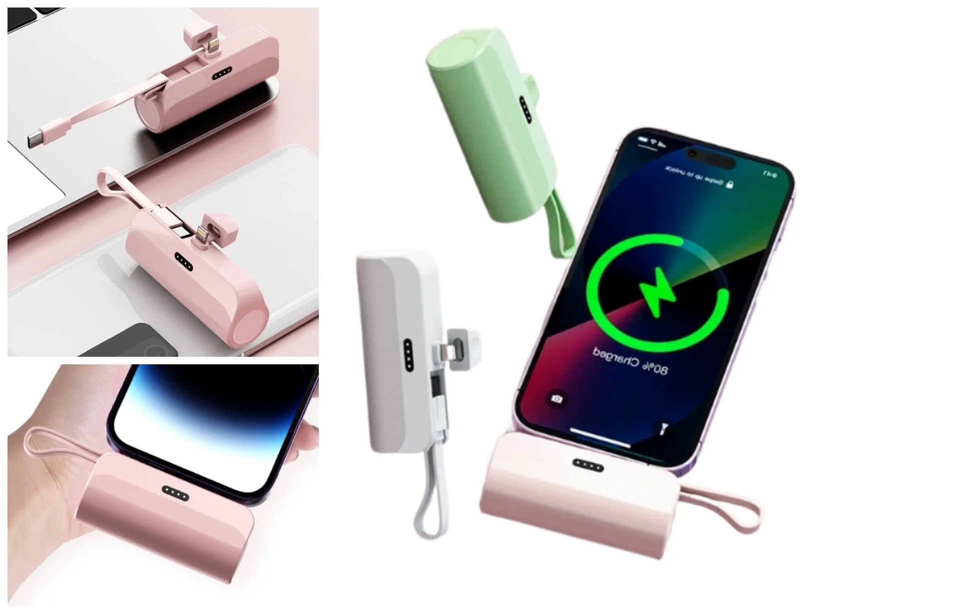 Ultra thin portable emergency power bank with built-in cable 1