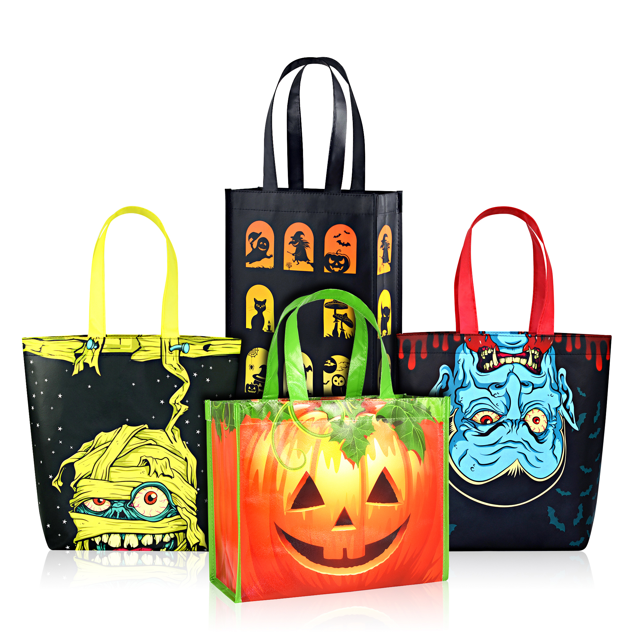Top-Notch Full-Color Laminated Halloween Trick-Or-Treat Tote 12"x10"x5" 1