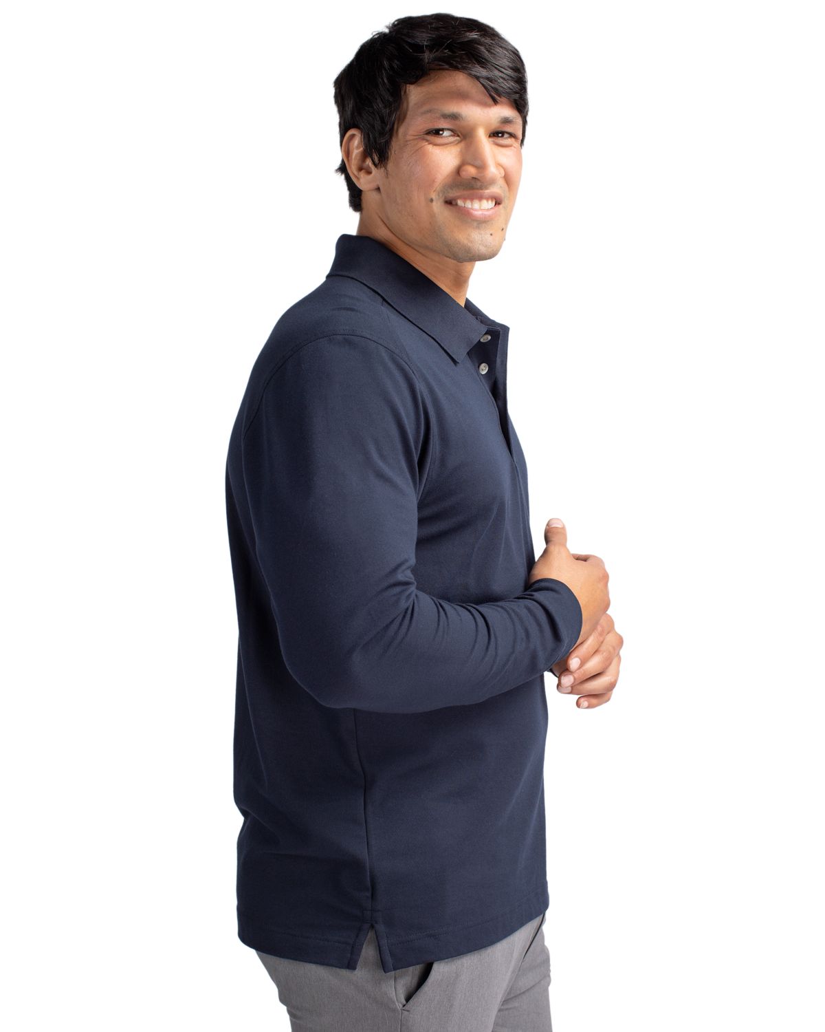 Cutter & Buck Advantage Recycled Cotton-Blend Pique Mens Long Sleeve Polo 10