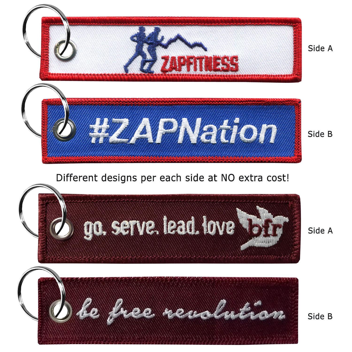 1" x 4" Two Sided Embroidered Medium Size Key Ring 1
