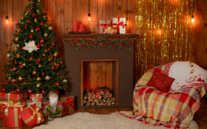 Christmas Fireplace Theme Backdrop for Photography 5x7ft 6