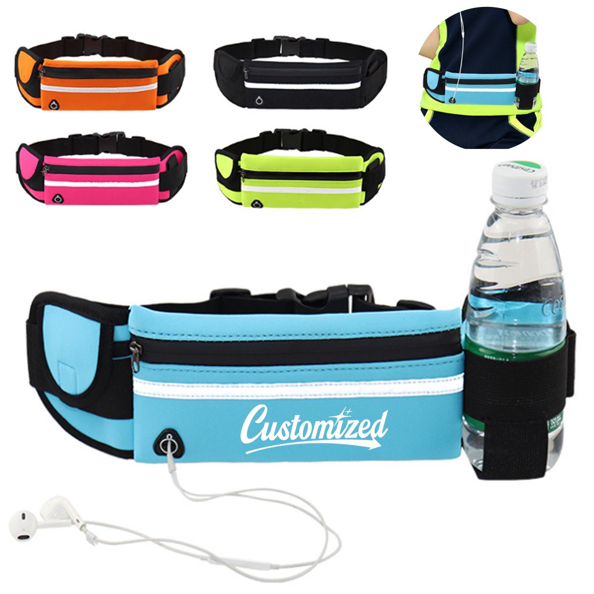 Running Waist Pack with Bottle Holder and Earphone Port 5