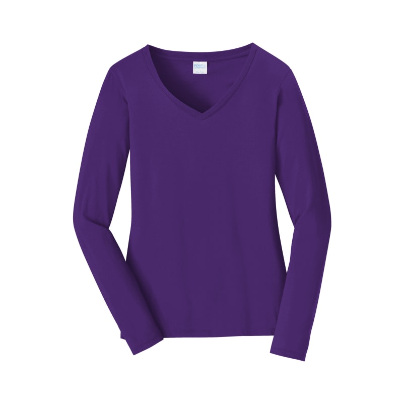 Port & Company Women's Long Sleeve Fan Favorite V-Neck Tee. 102