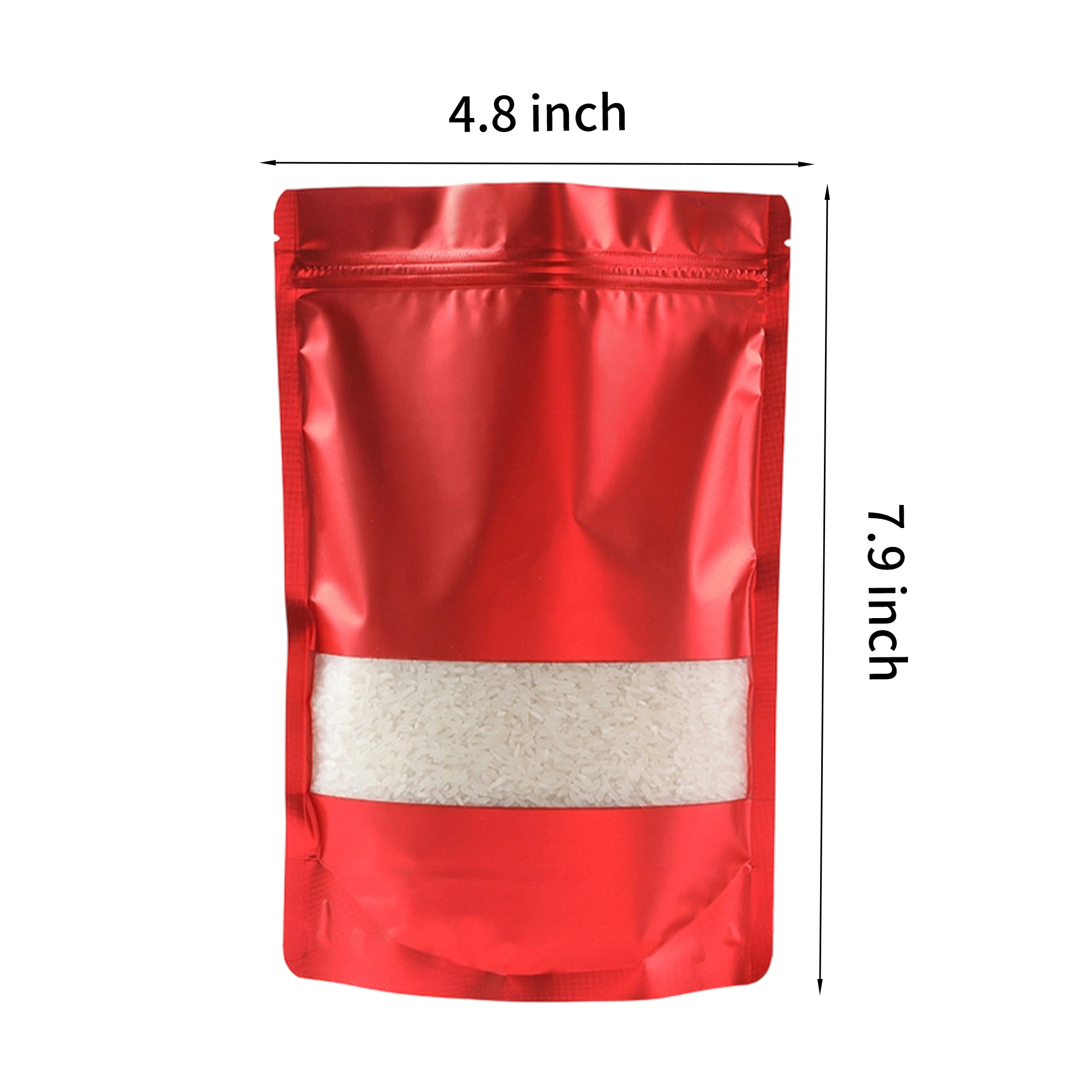 Aluminum Foil Stand Up Zipper Pouch With Clear Window 4.8 x 7.9" 9