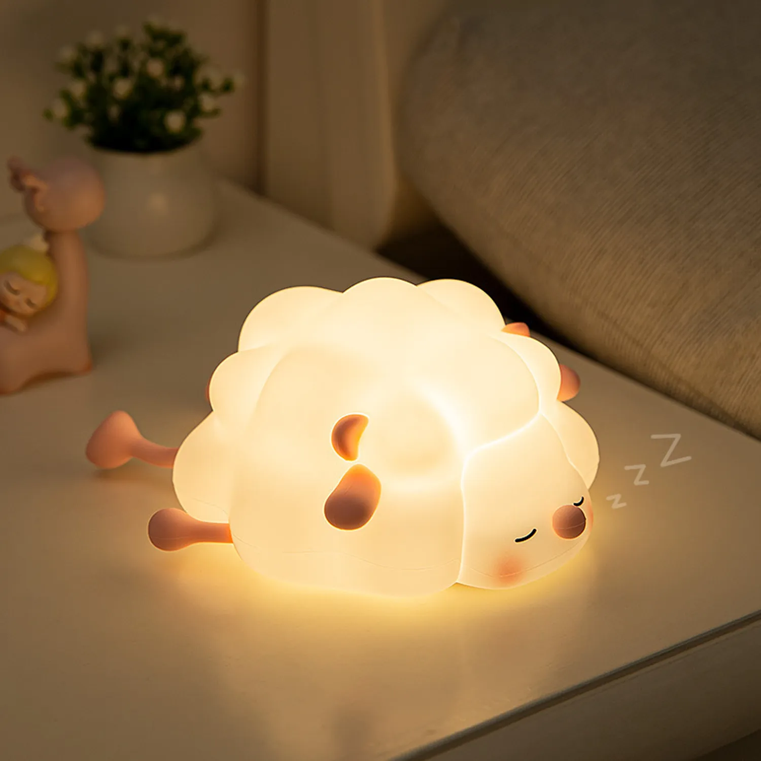 Food Grade Silicone Squishy Sheep LED Lamp 3