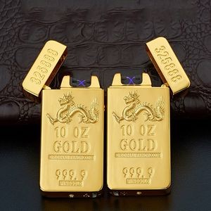 Exquisite Dragon Gold Dual Arc Lighter With Dragon Mark 8