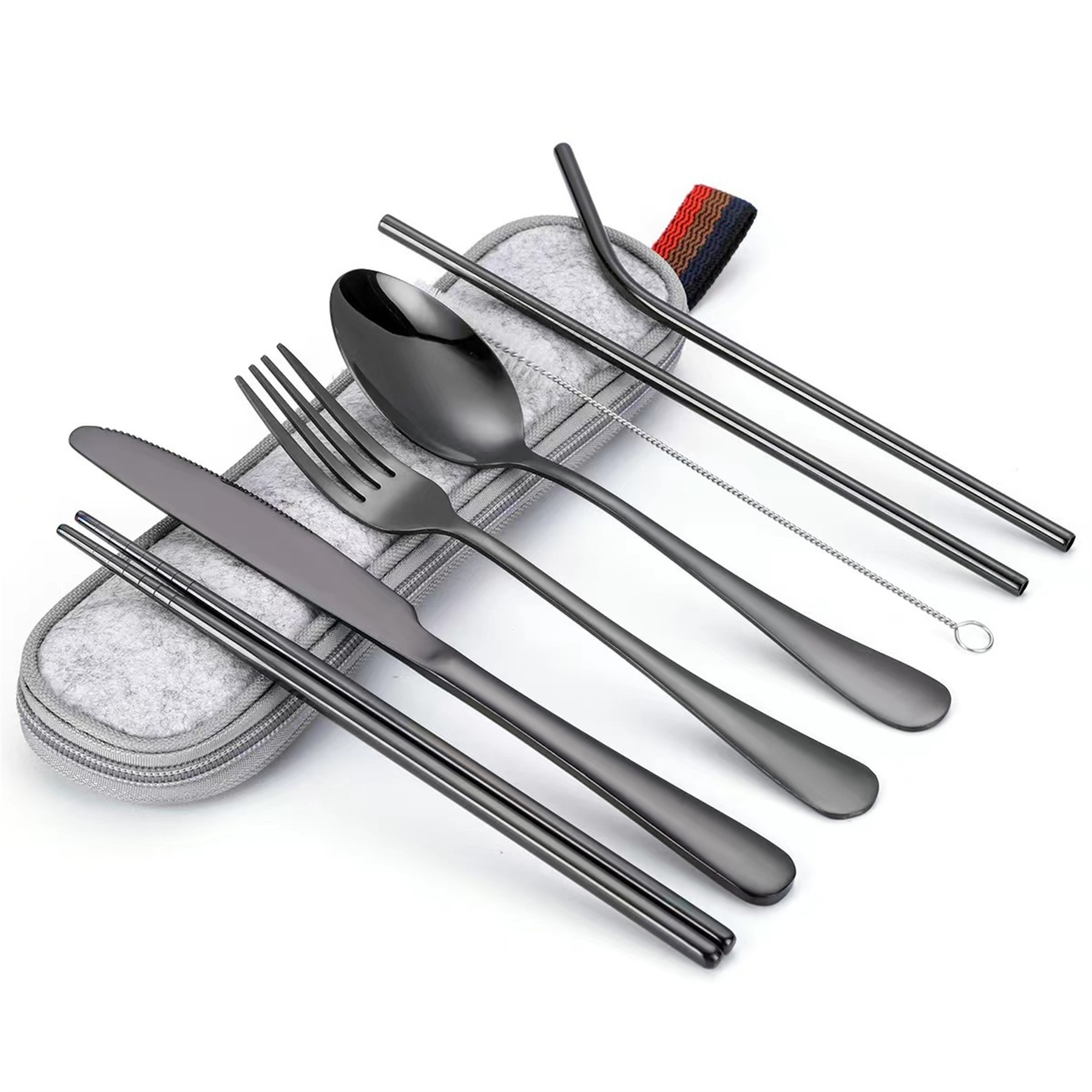 Stainless Steel Utensils With Straw Set Of 7 5