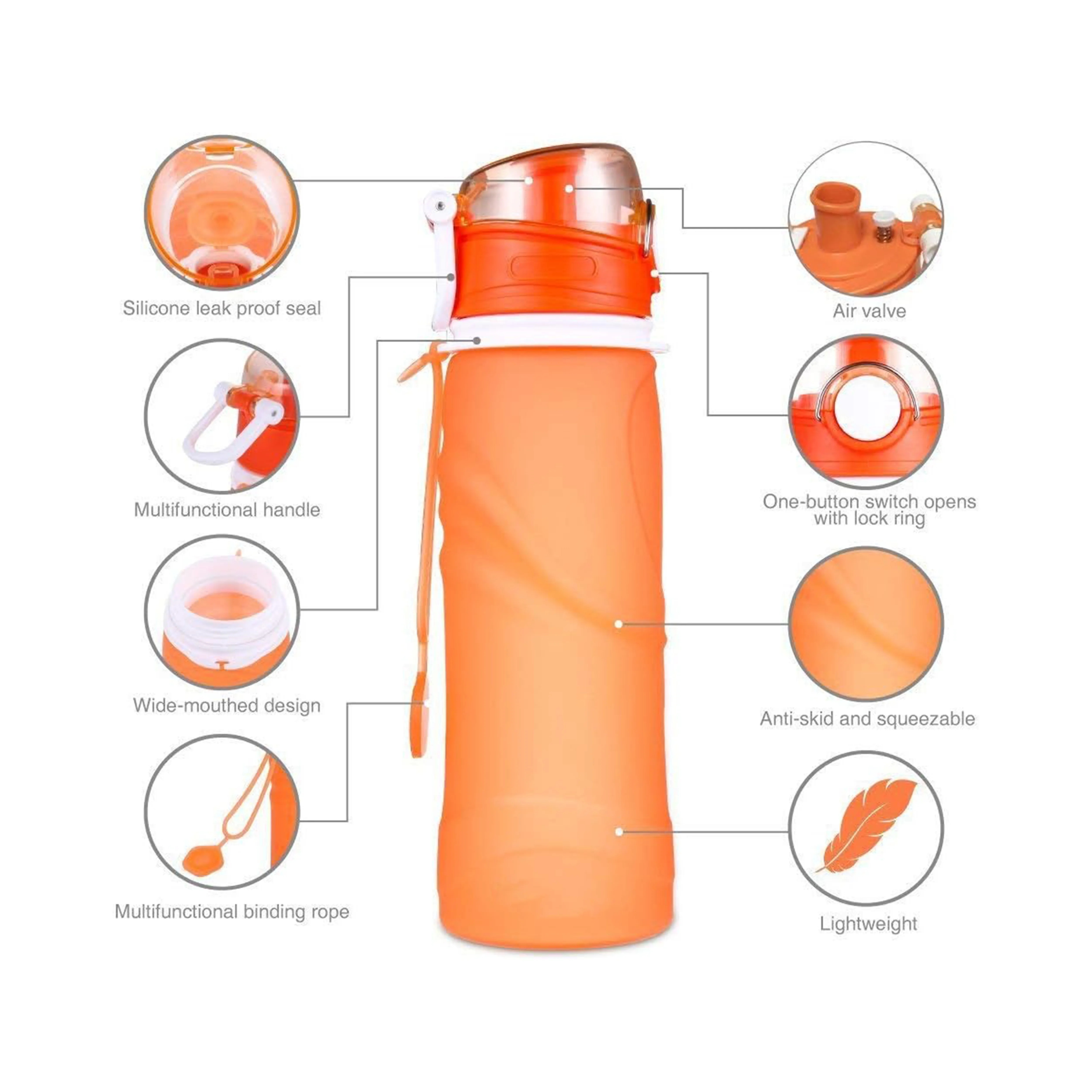 26 Oz Leak Proof Foldable Silicone Sports Water Bottles 3