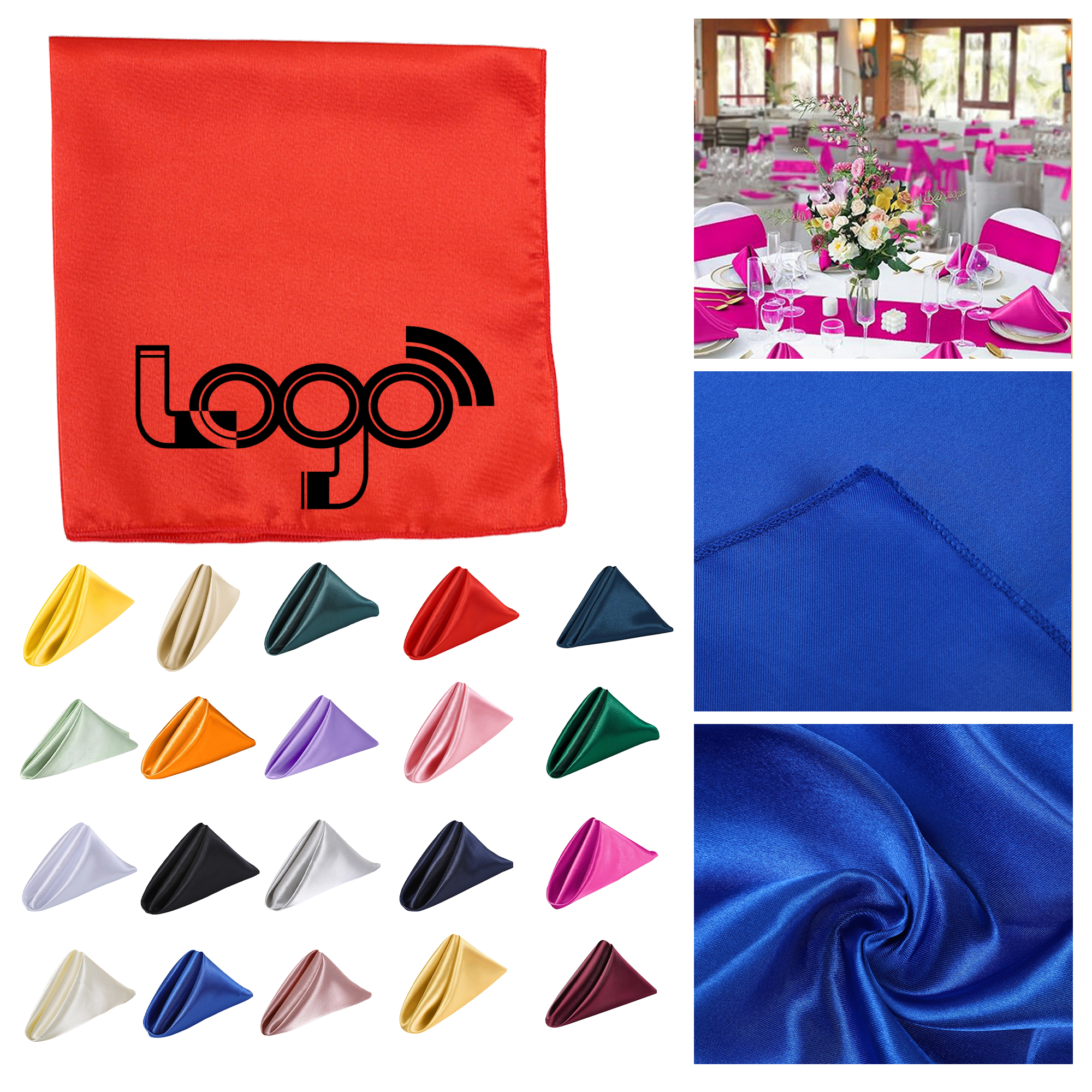 Solid Color Satin Napkins For Weddings & Events 2