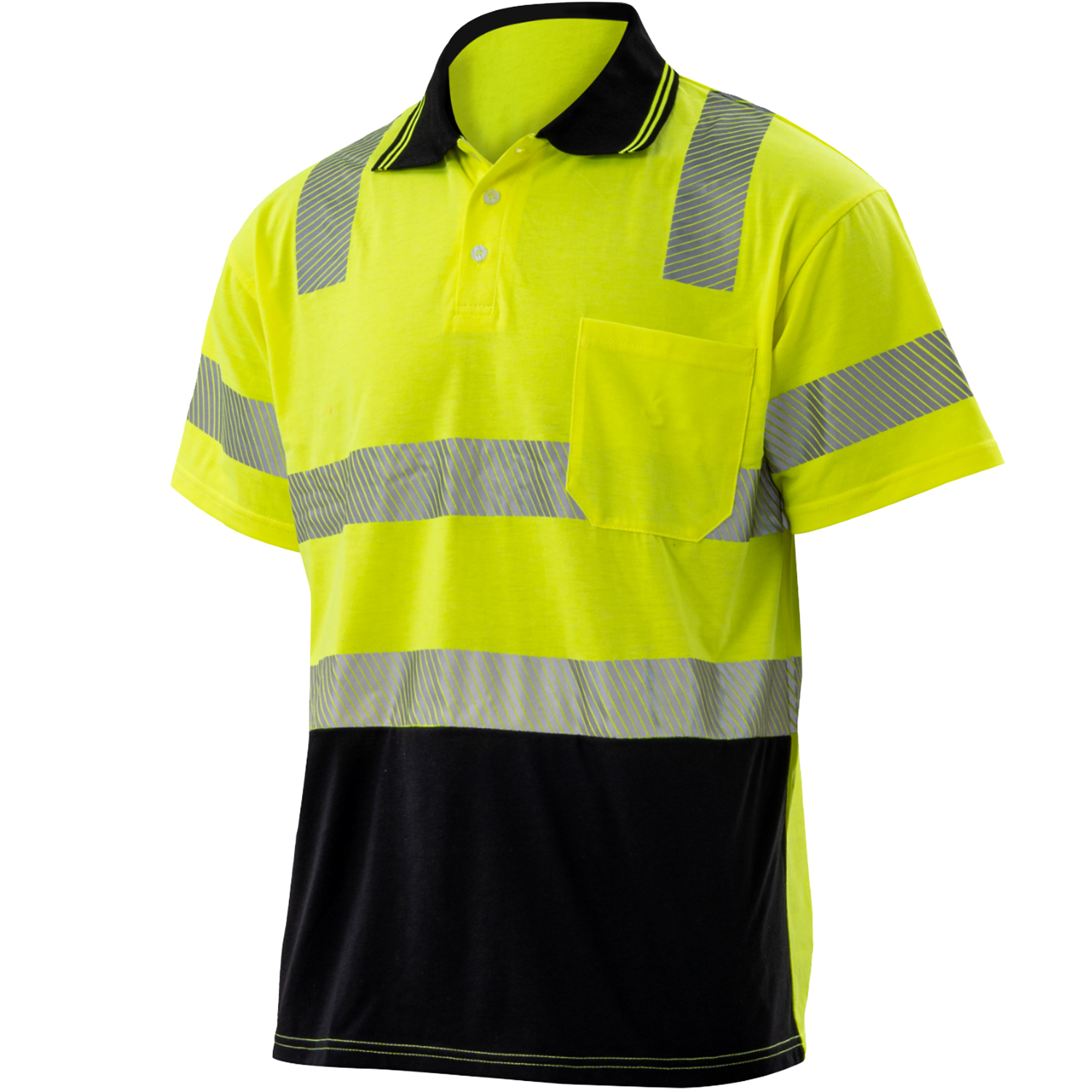 Class 3 Cotton Knitted Double Band Segmented Tape Polo Shirt with Pocket 7