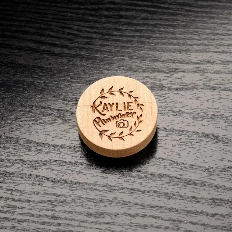 Round Wooden USB with Gift Box 7